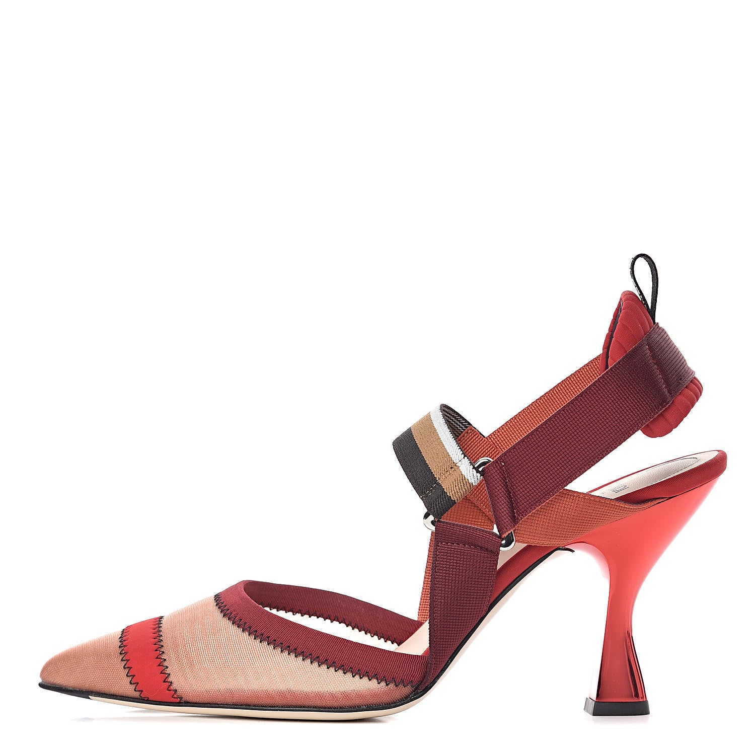 Fendi Technical Mesh Colibri 85mm Slingback Pumps 41 Fragola Mou Fango Ruggine 1 of 9
