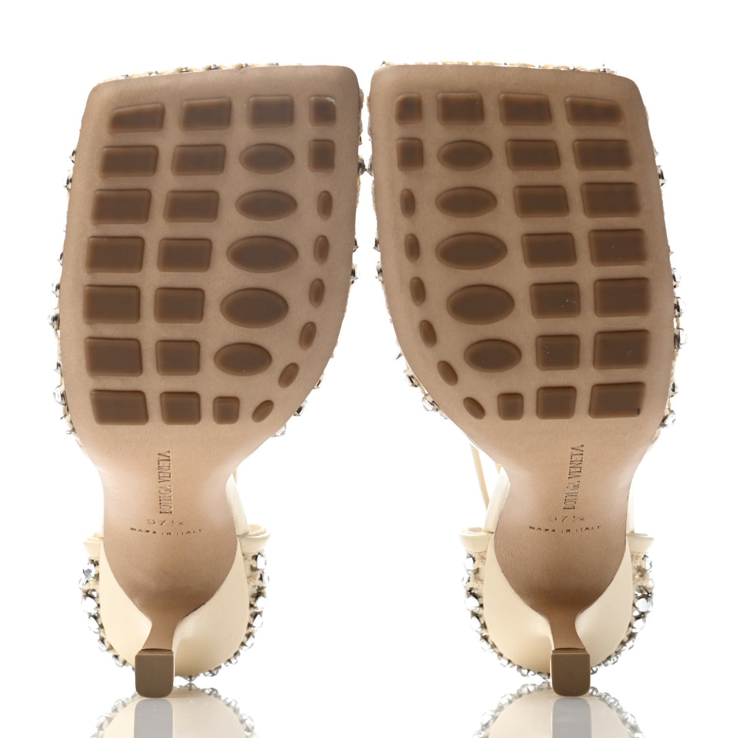 Mesh Nappa Crystal Embellished Sparkle Stretch Ankle Tie Sandals 37.5 Toile