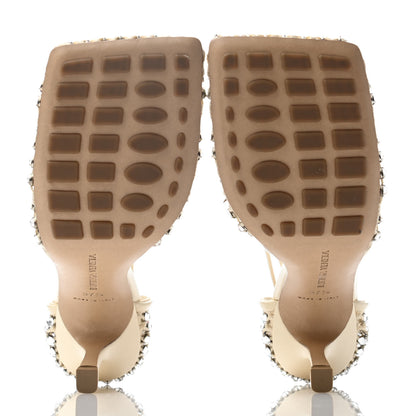 Bottega Veneta Mesh Nappa Crystal Embellished Sparkle Stretch Ankle Tie Sandals 37.5 Toile 4 of 4