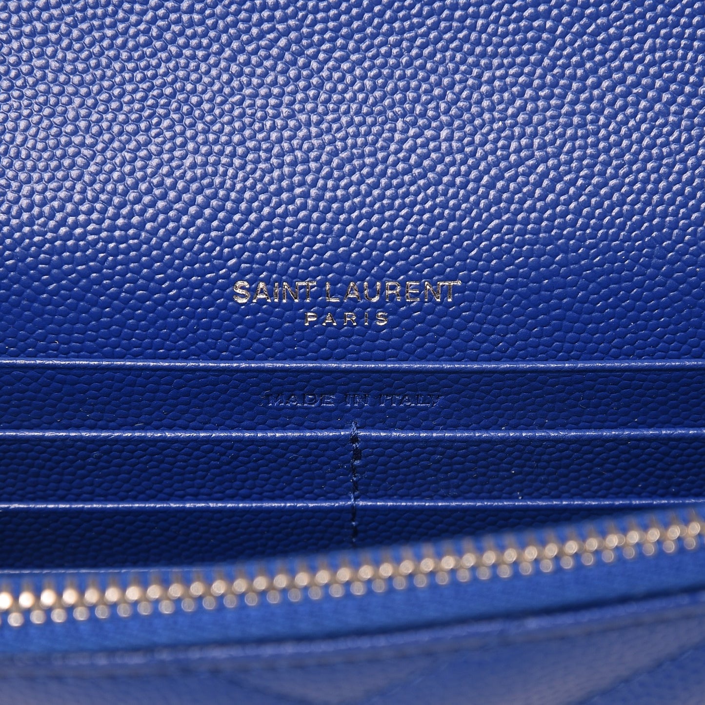 Grain De Poudre Matelasse Chevron Monogram Envelope Chain Wallet Royal Blue