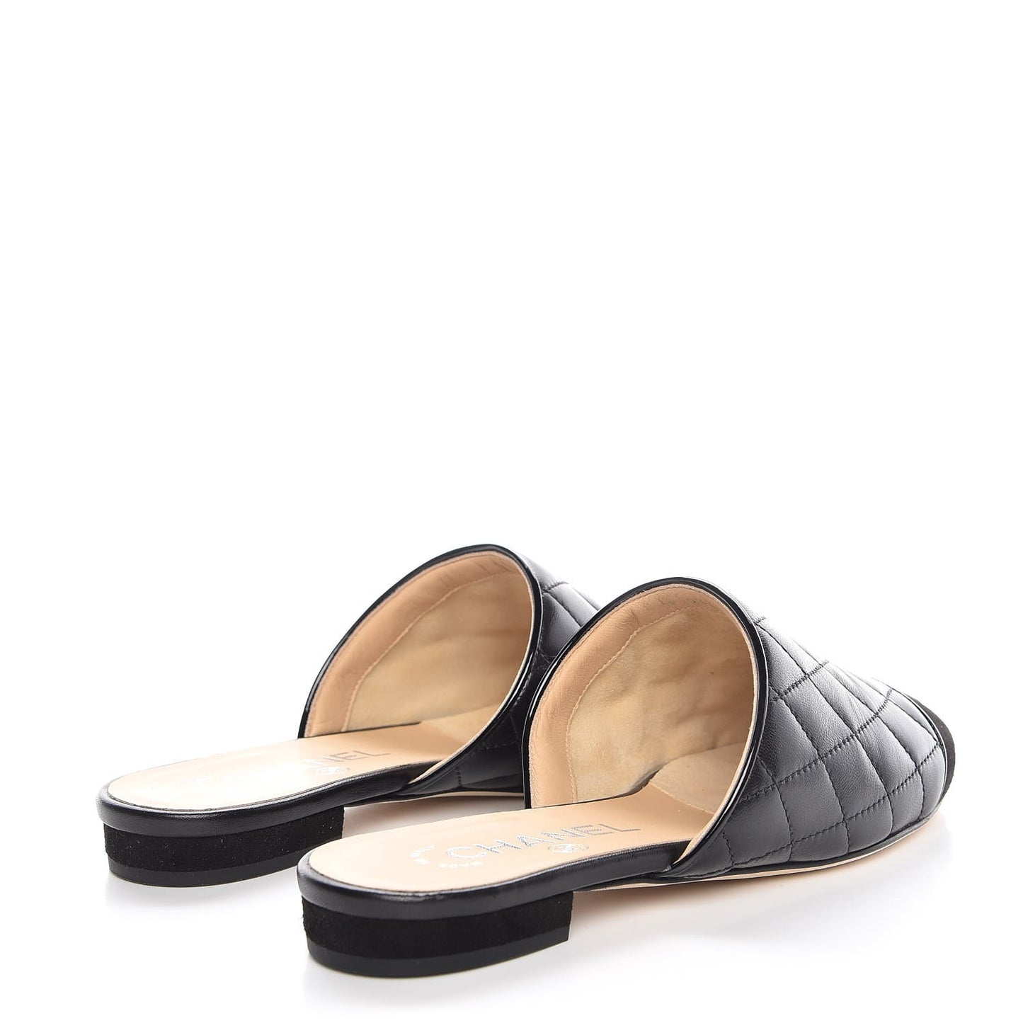 Lambskin Suede Quilted Mules 35 Black