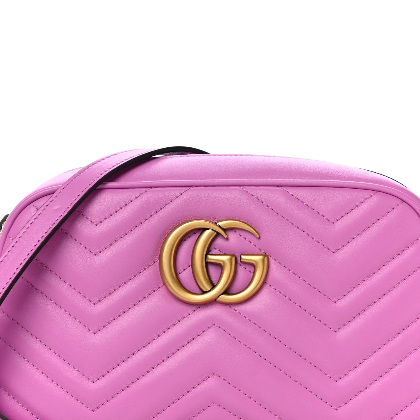 Calfskin Matelasse Small GG Marmont Chain Shoulder Bag Candy Mousse