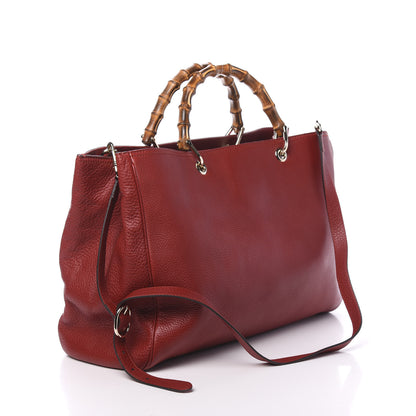 Gucci Calfskin Large Bamboo Shopper Tote Red 4 of 11