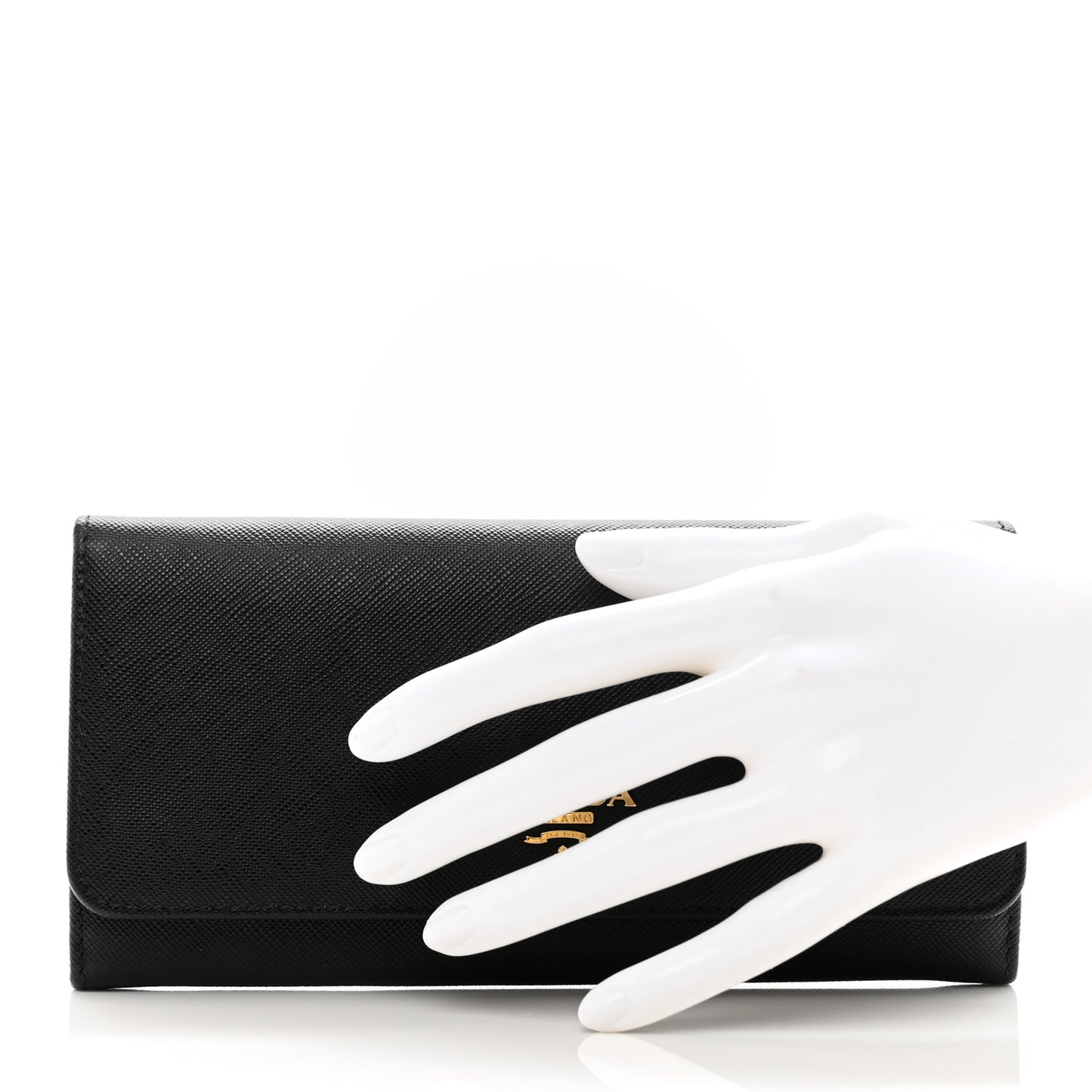 Saffiano Metal Continental Flap Wallet Black