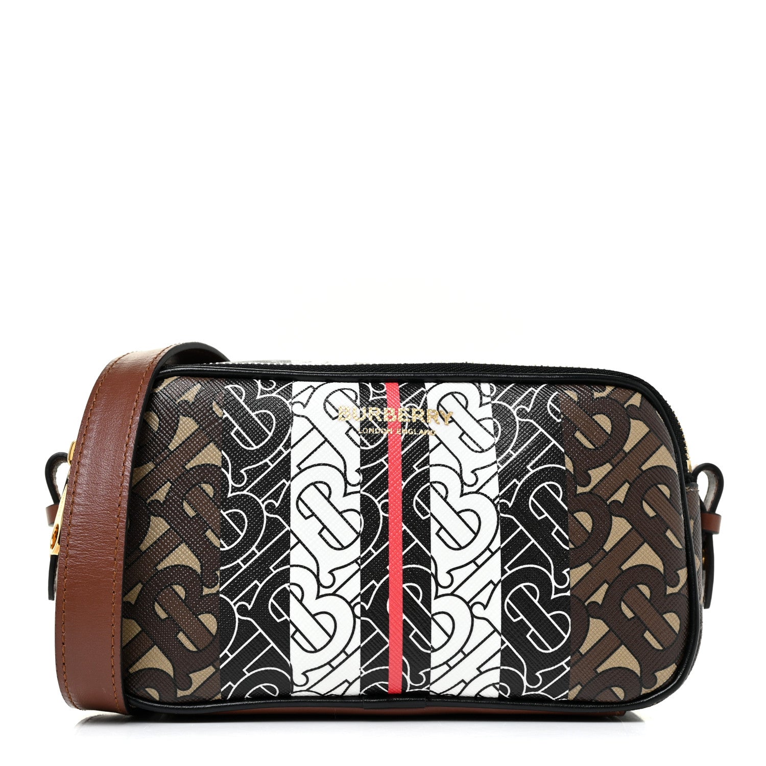 Burberry E-Canvas Monogram Stripe Micro Camera Bag Bridle Brown 1 of 10