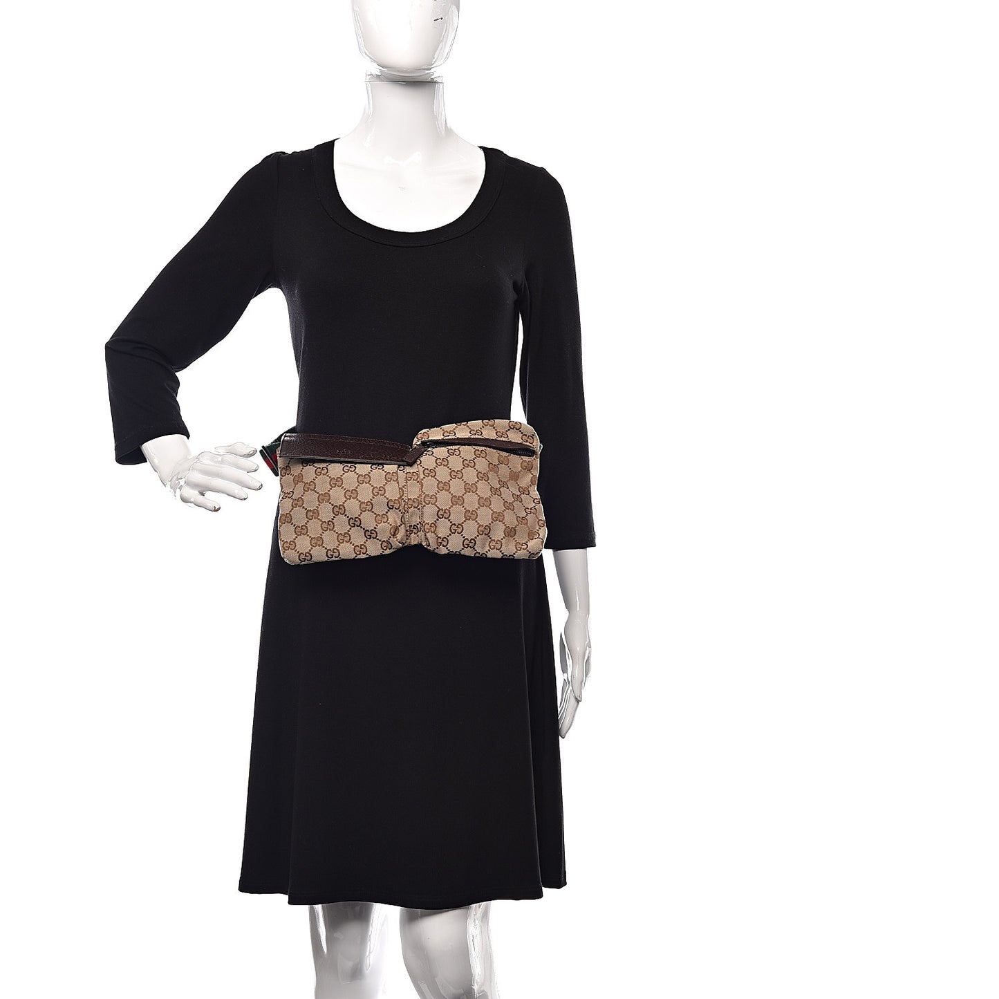 Monogram Web Belt Bag Dark Brown