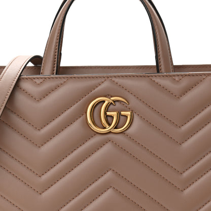Gucci Calfskin Matelasse Small GG Marmont Tote Porcelain Rose 7 of 9