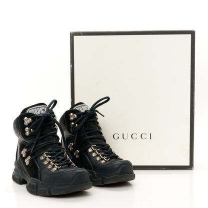 Gucci X SEGA Calfskin Suede Technical Canvas Womens Flashtrek High-Top Sneakers 35 Black 10 of 10