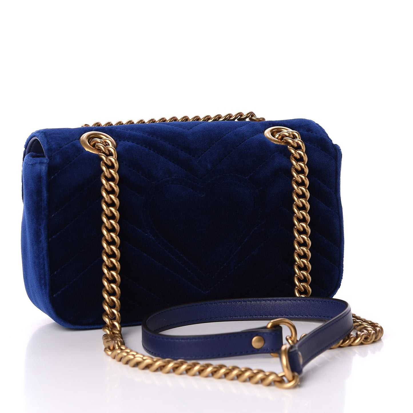 Velvet Matelasse Mini GG Marmont Shoulder Bag Cobalt Blue