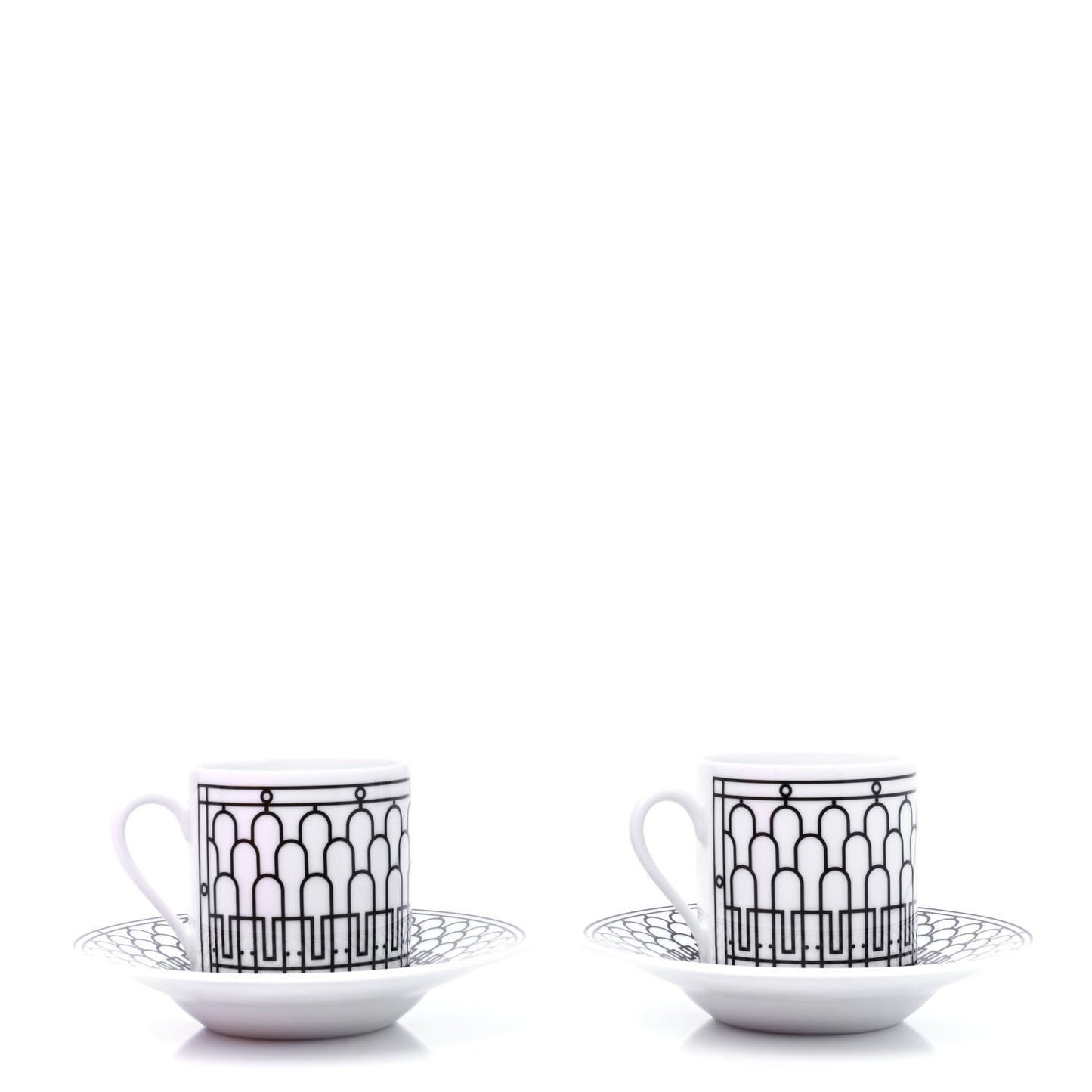 Porcelain H Deco Coffee Cup And Saucer Set Of 2 Black