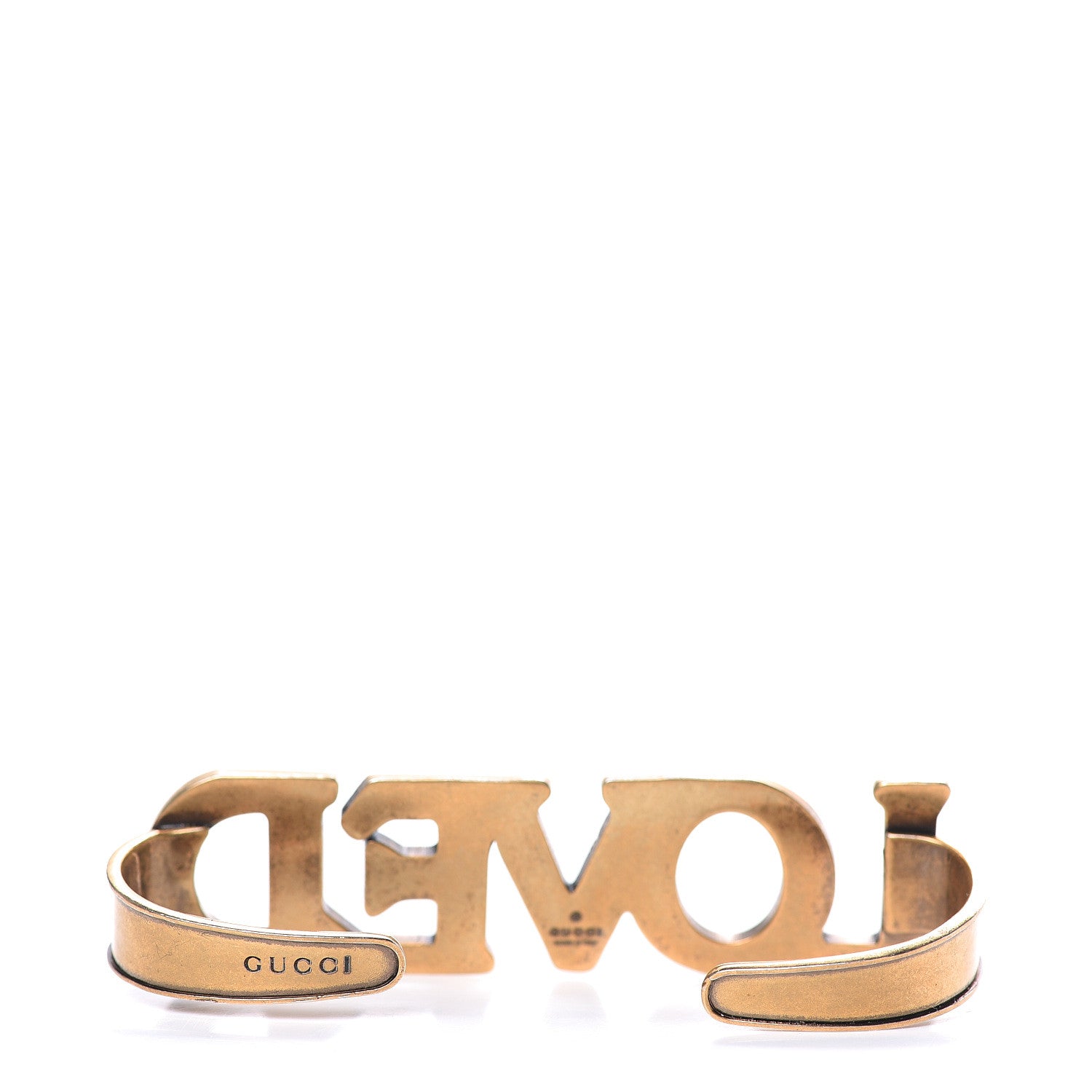 Gucci Metal Crystal Loved Palm Cuff Hand Piece Aged Gold 3 of 4