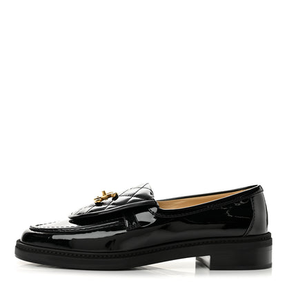 Chanel Patent Quilted CC Turnlock Loafers 38 Black 1 of 10