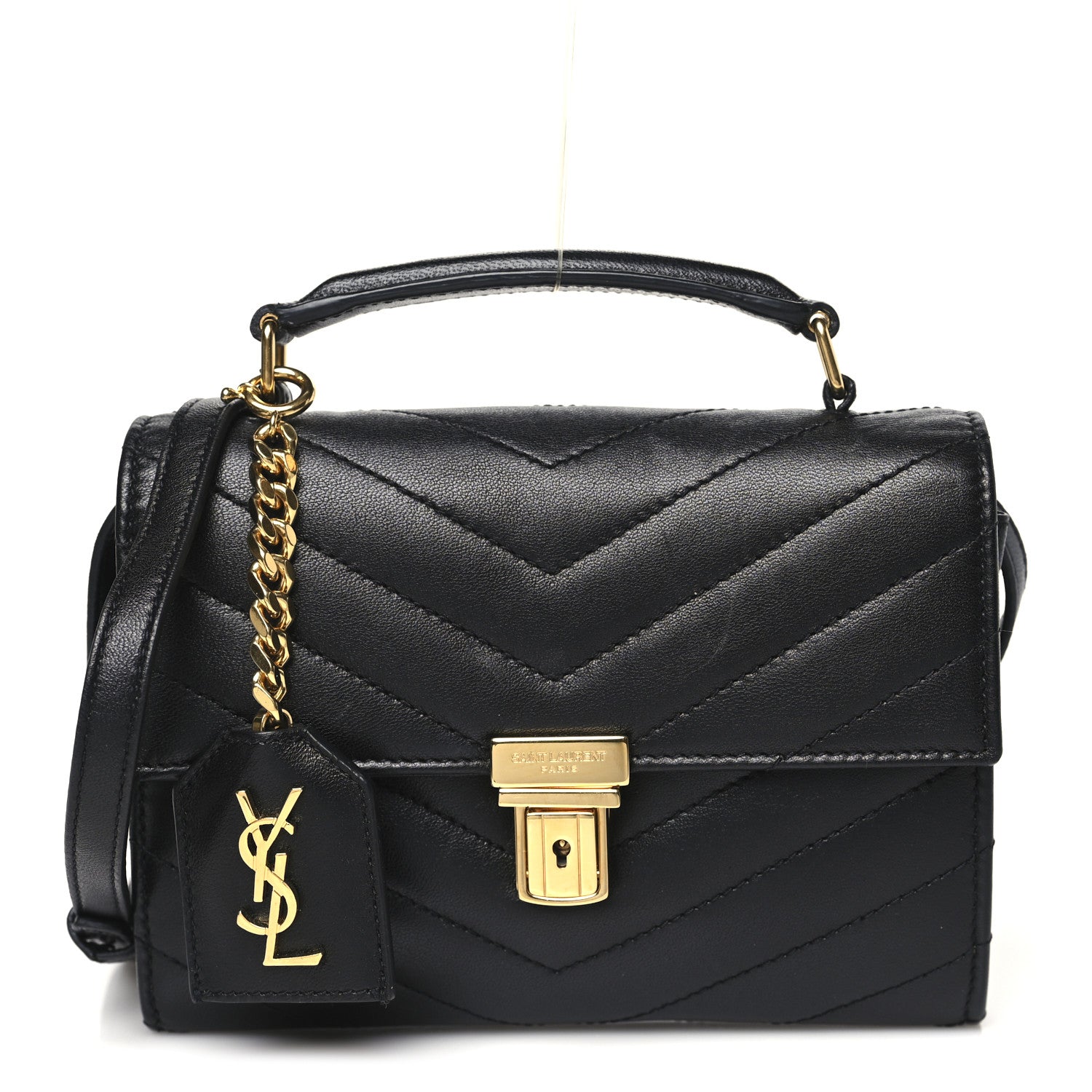 Saint Laurent Lambskin Chevron Quilted Mini High School Satchel Black 1 of 11