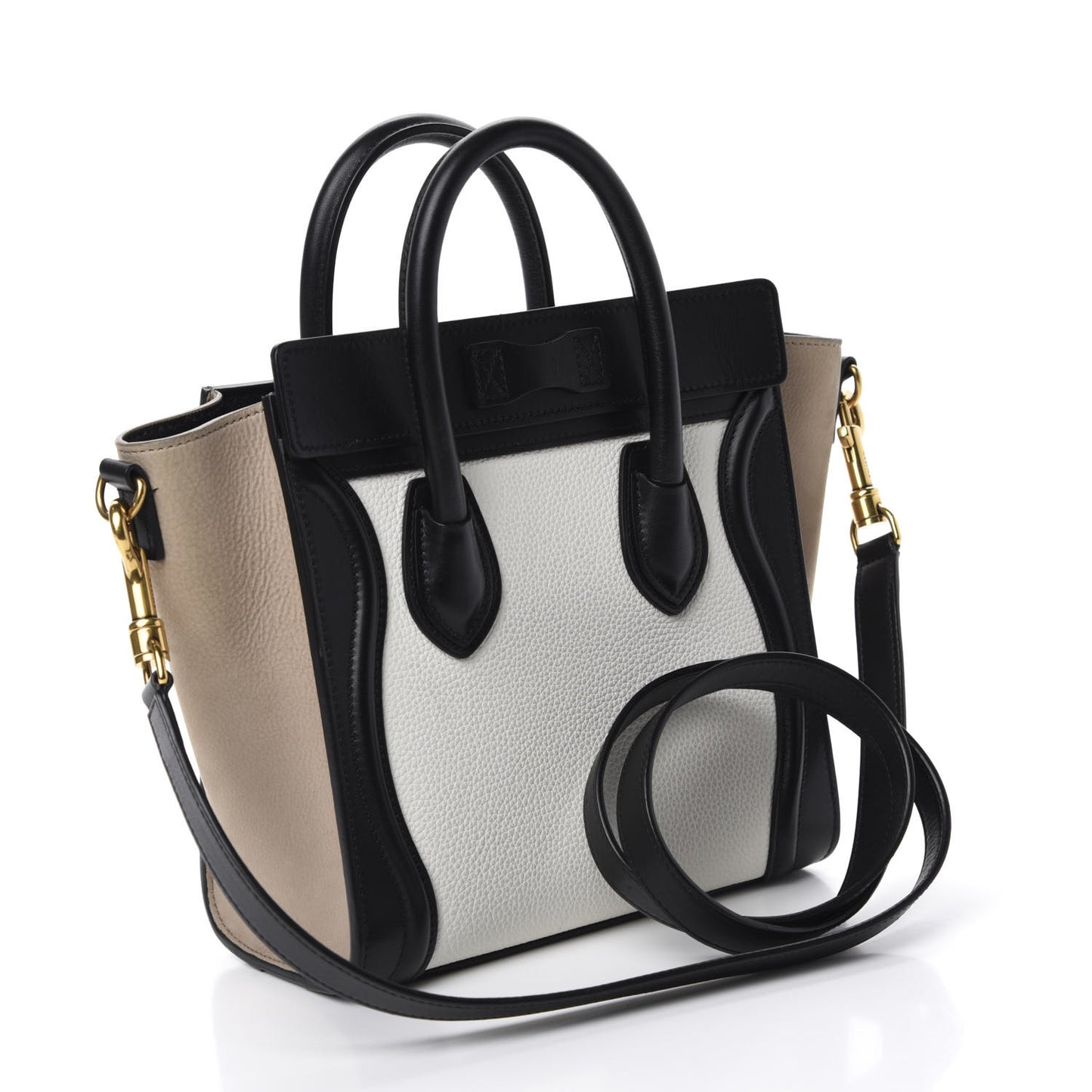 Smooth Drummed Calfskin Nano Tri-Color Luggage White