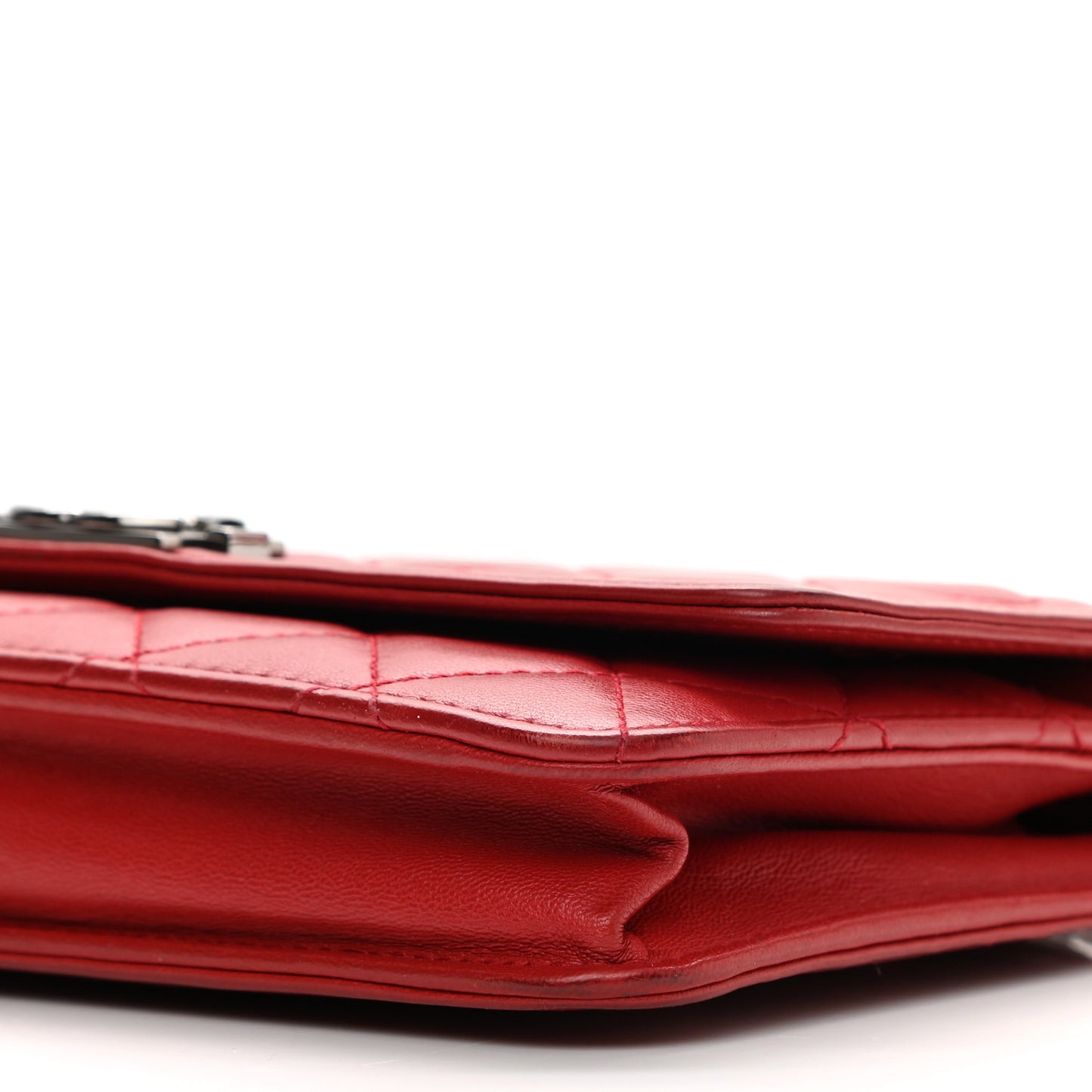 Lambskin Quilted Boy Wallet On Chain WOC Red