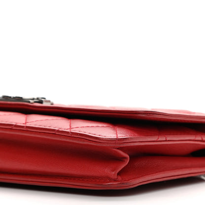 Chanel Lambskin Quilted Boy Wallet On Chain WOC Red 11 of 16