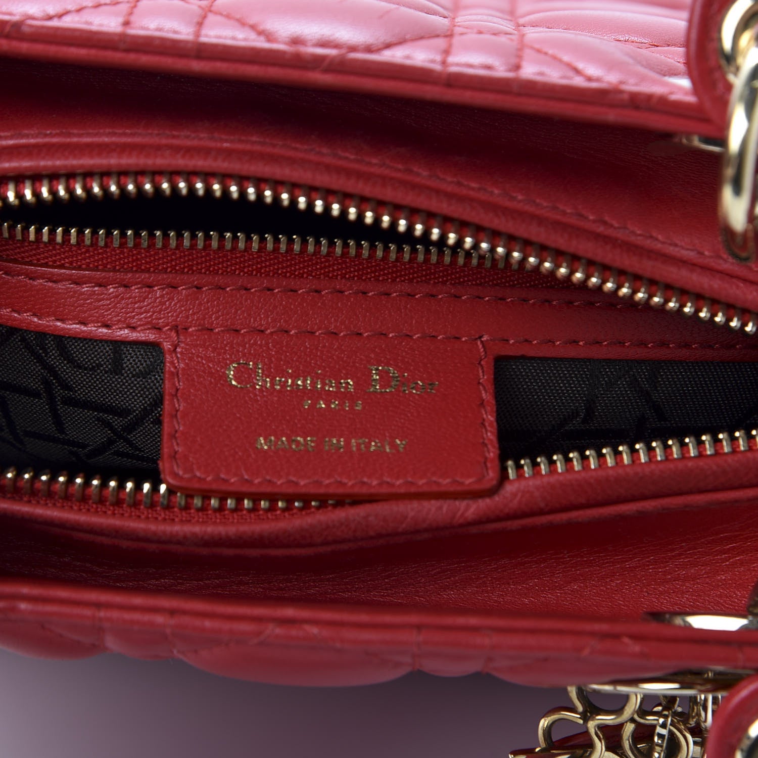 Christian Dior Lambskin Cannage Medium Lady Dior Red 7 of 10