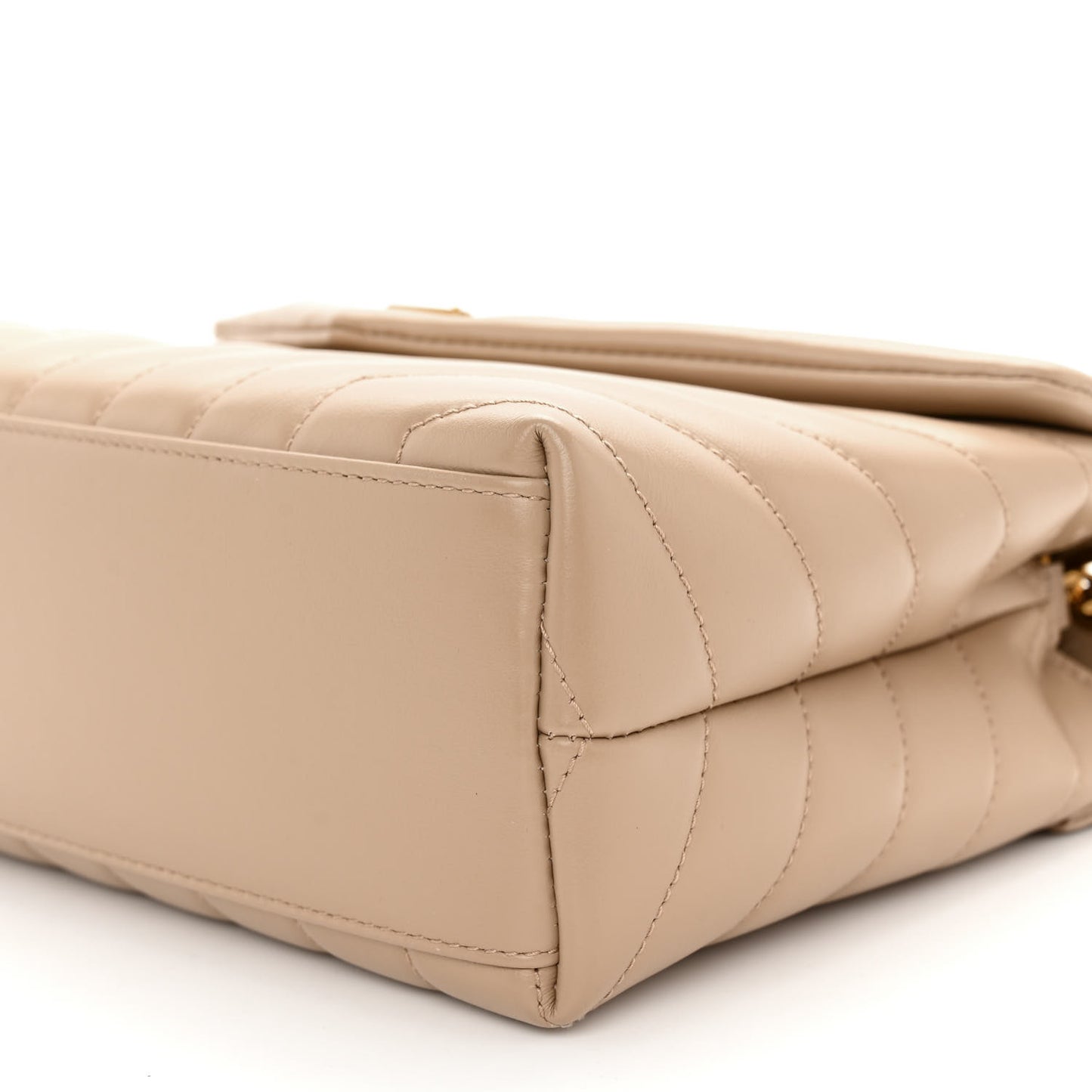 Calfskin Y Quilted Monogram Small Loulou Chain Satchel Dark Beige