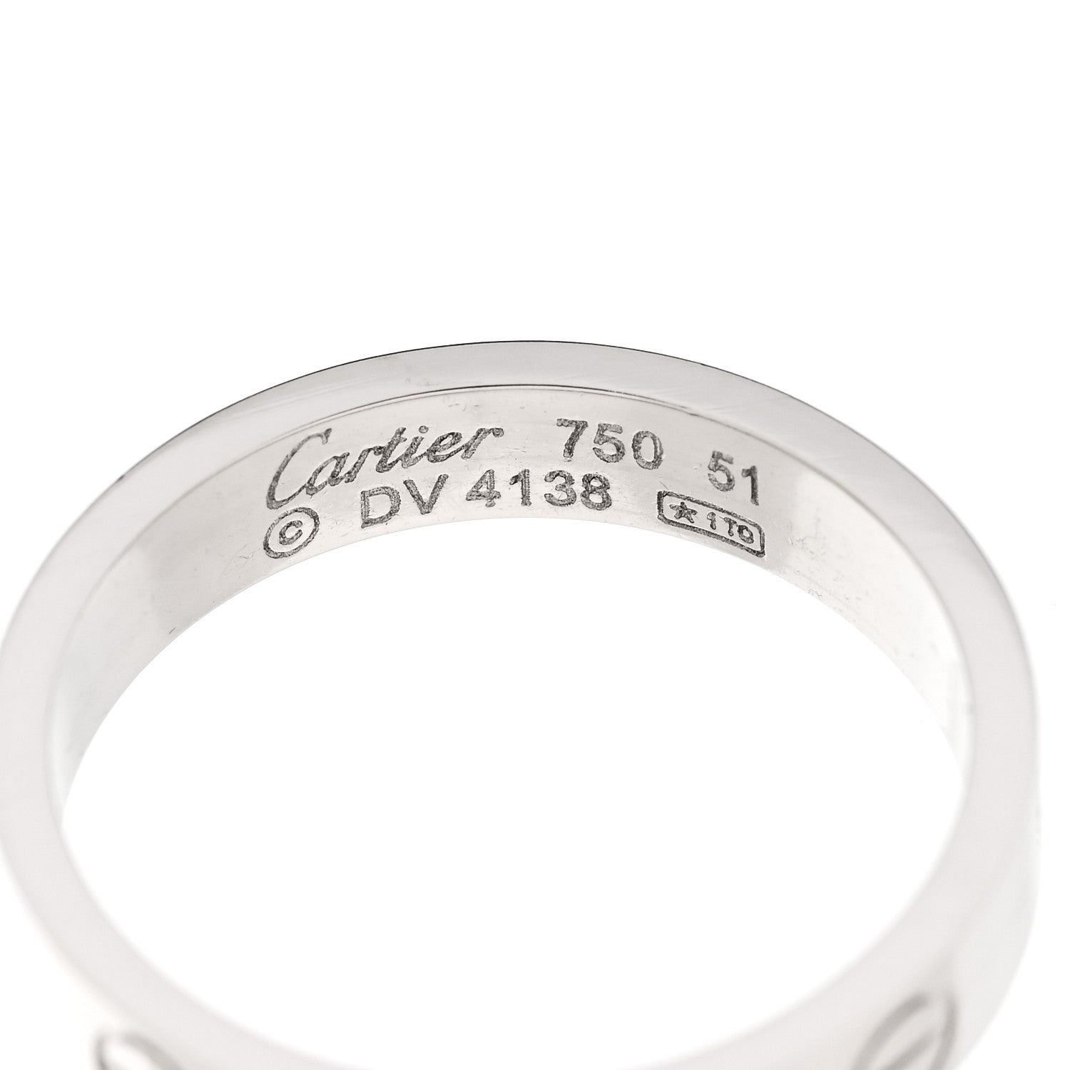 Cartier 18K White Gold 3.5mm LOVE Wedding Band Ring 51 5.75 4 of 4