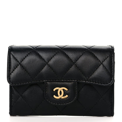 Chanel Lambskin Quilted Flap Card Holder Wallet Black 1 of 8
