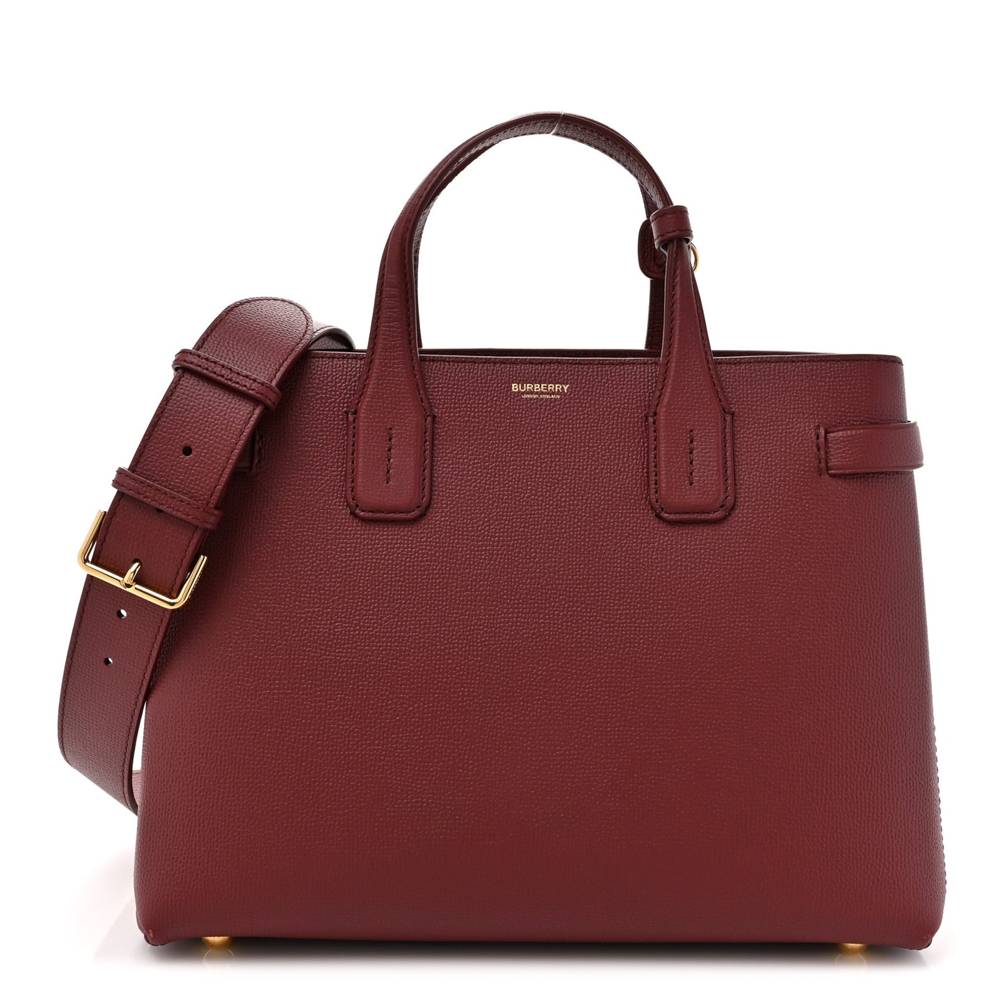 Grainy Calfskin House Check Medium Banner Tote Crimson