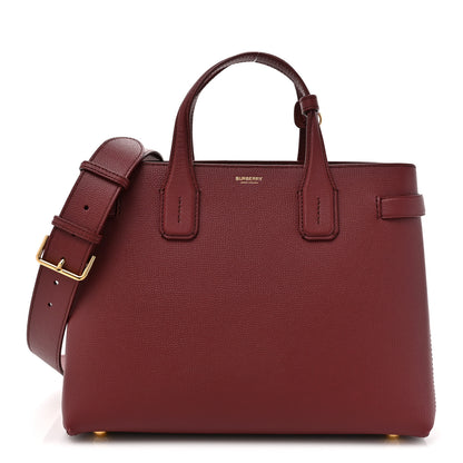 Burberry Grainy Calfskin House Check Medium Banner Tote Crimson 1 of 13