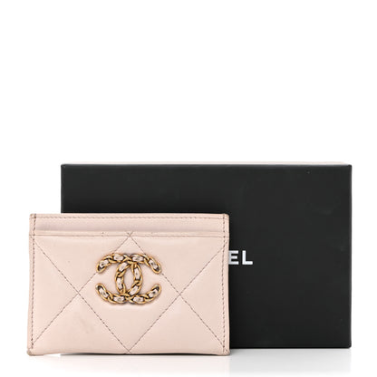 Chanel Lambskin Quilted Chanel 19 Card Holder Light Pink 12 of 12