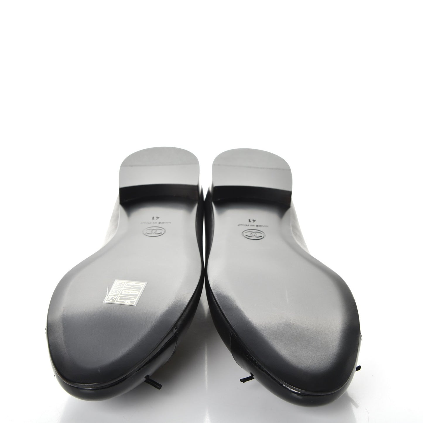 Lambskin Patent Cap Toe Ballerina Flats 41 Black