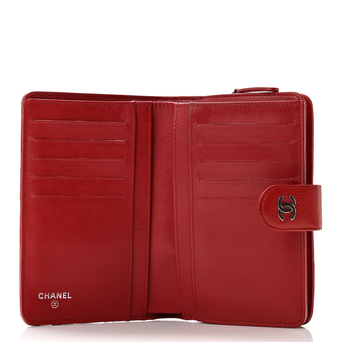 Caviar Quilted Zipped Pocket Wallet Red