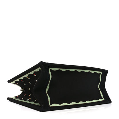 Christian Dior Canvas Embroidered Medium Dioramour Revolution Flowers Book Tote With Strap Black Multicolor 4 of 9