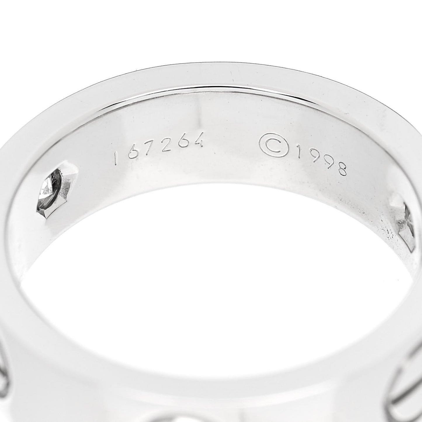 18K White Gold 3 Diamond 5.5mm LOVE Ring 49 5