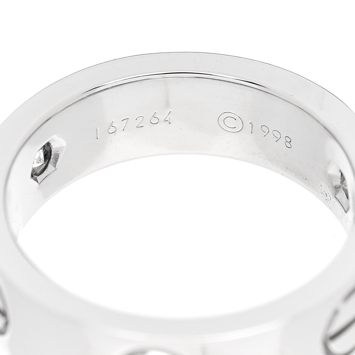 Cartier 18K White Gold 3 Diamond 5.5mm LOVE Ring 49 5 5 of 5