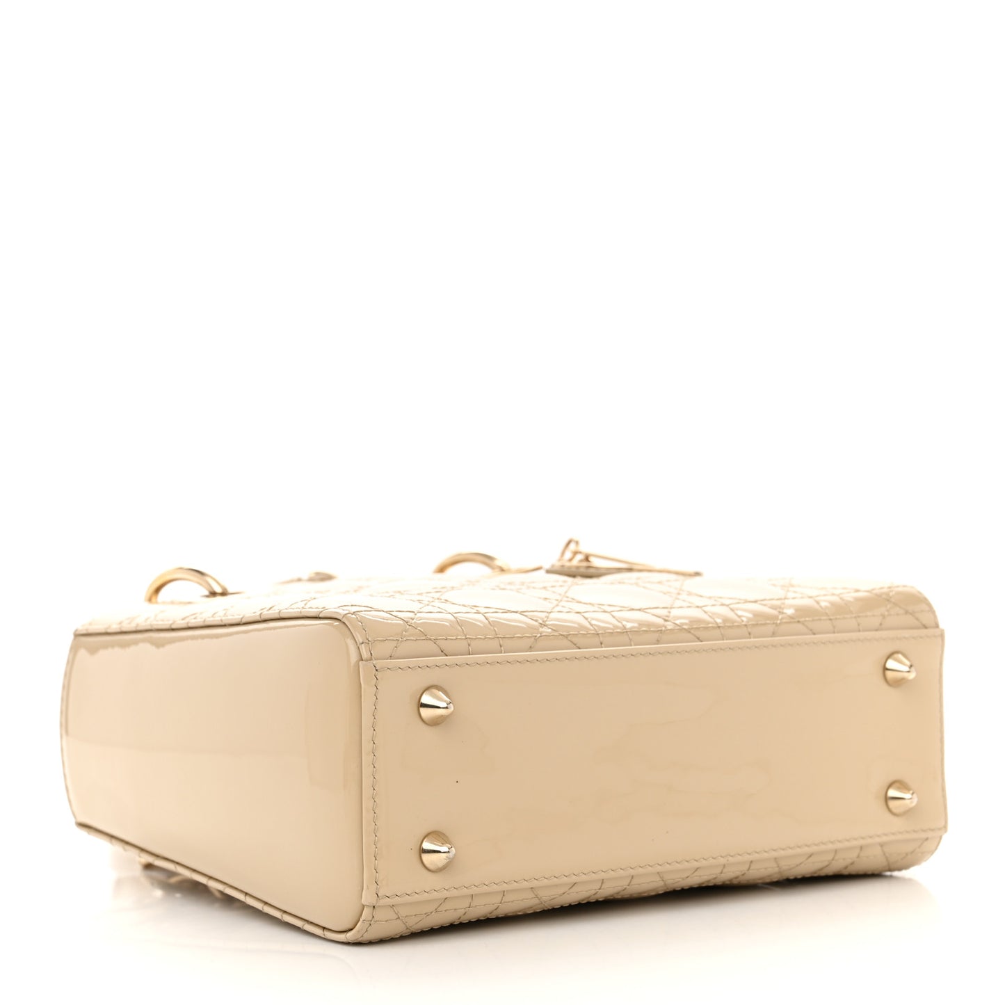 Patent Cannage Small Lady Dior Beige