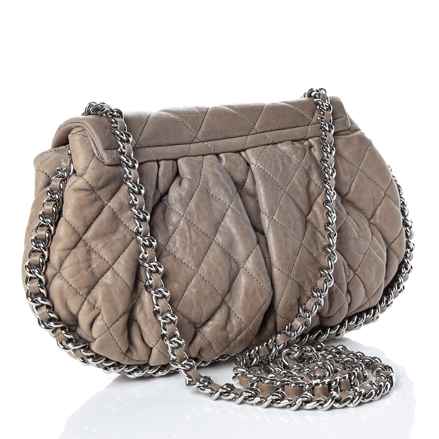 Chanel Washed Lambskin Quilted Medium Chain Around Messenger Taupe 3 of 24