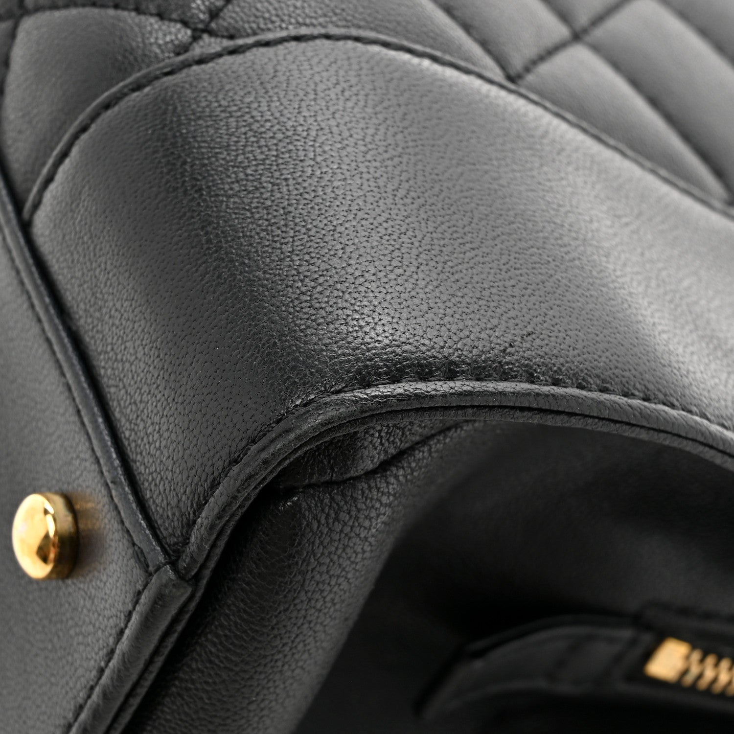 Chanel Sheepskin Quilted Mademoiselle Vintage Shopping Tote Black 14 of 17