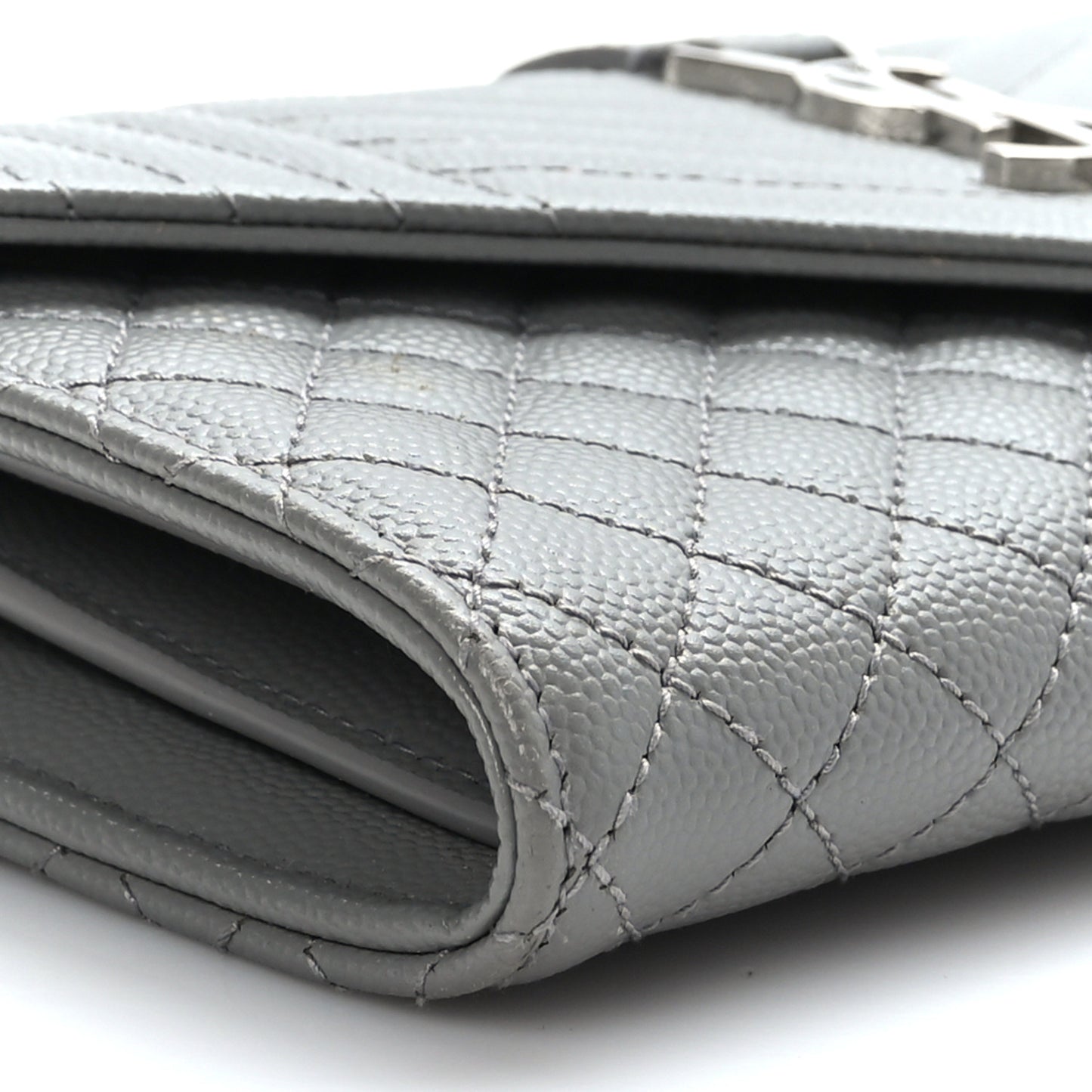 Grain De Poudre Mixed Matelasse Triquilt Large Monogram Wallet Stone