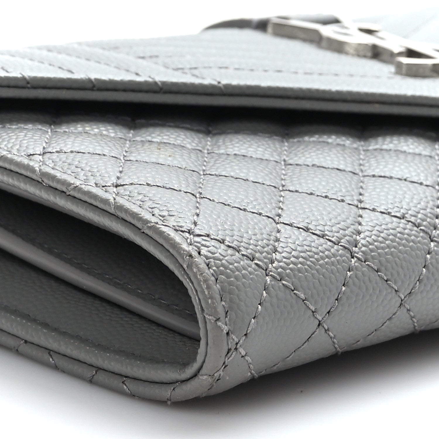Saint Laurent Grain De Poudre Mixed Matelasse Triquilt Large Monogram Wallet Stone 7 of 8