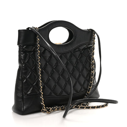 Chanel Aged Calfskin Quilted Mini 31 Shopping Bag Black 3 of 10