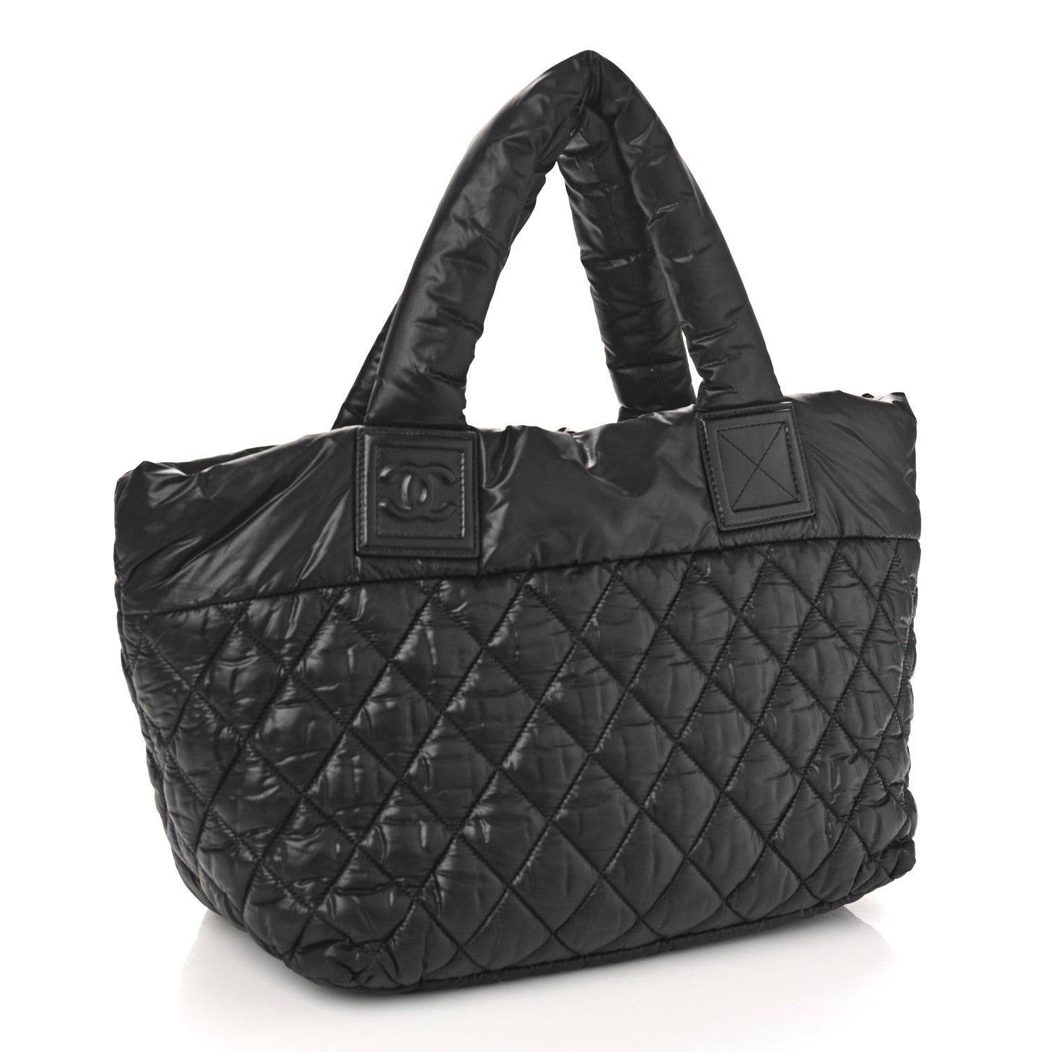 Chanel Nylon Quilted Coco Cocoon Medium Reversible Tote Black Red 2 of 9