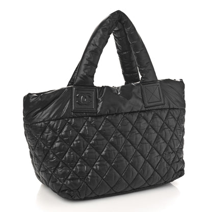 Chanel Nylon Quilted Coco Cocoon Medium Reversible Tote Black Red 2 of 9