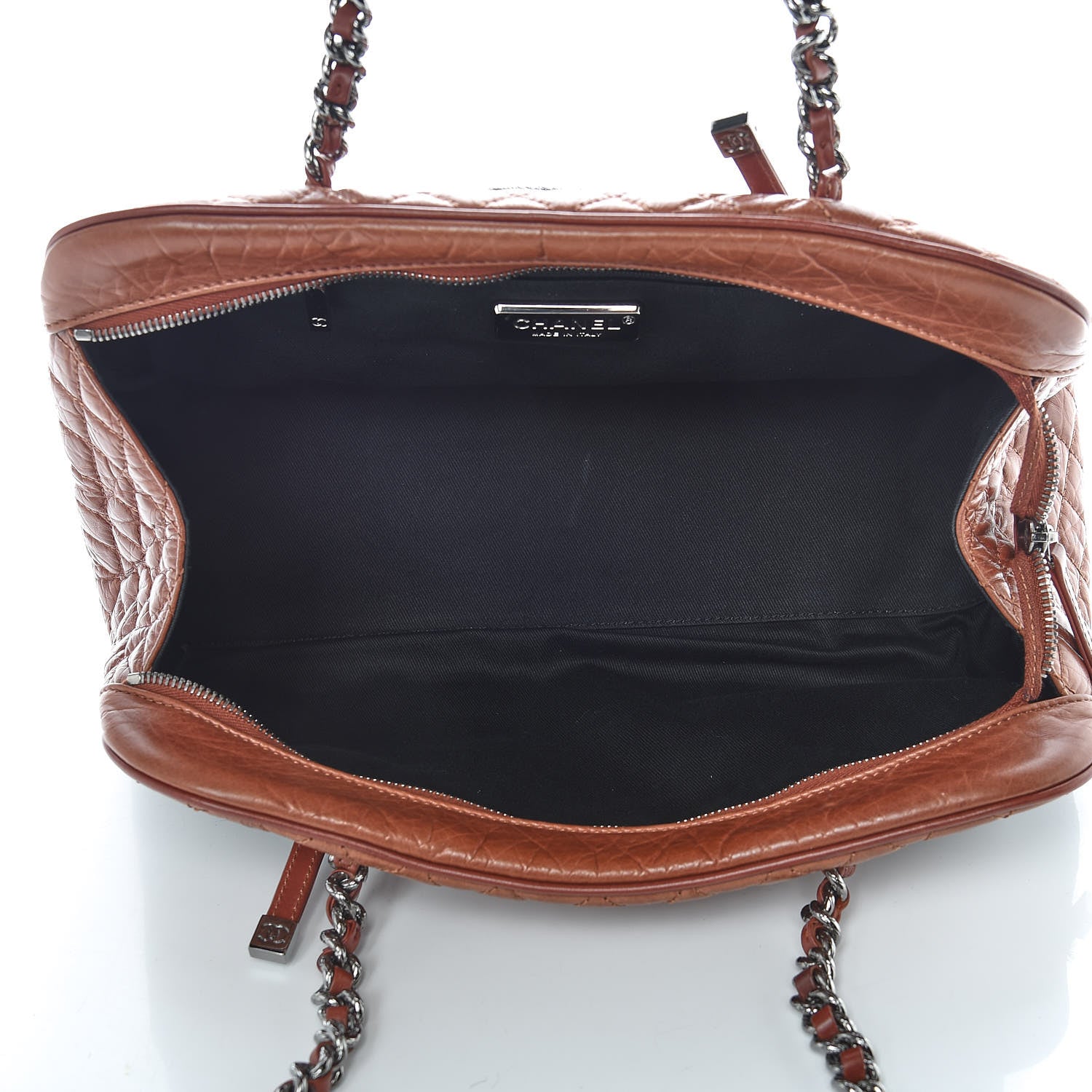 Chanel Aged Calfskin Pony Hair Quilted Miss Pony Bowler Brown 7 of 14