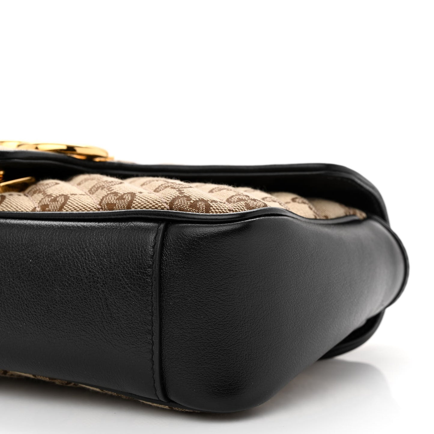 Monogram Matelasse Diagonal Small GG Marmont Shoulder Bag Beige Black