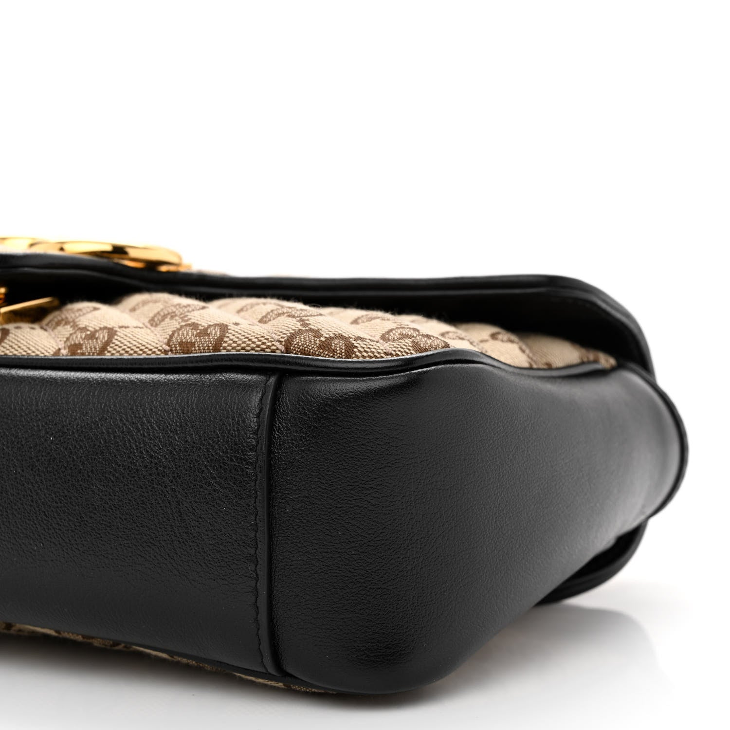 Gucci Monogram Matelasse Diagonal Small GG Marmont Shoulder Bag Beige Black 10 of 10