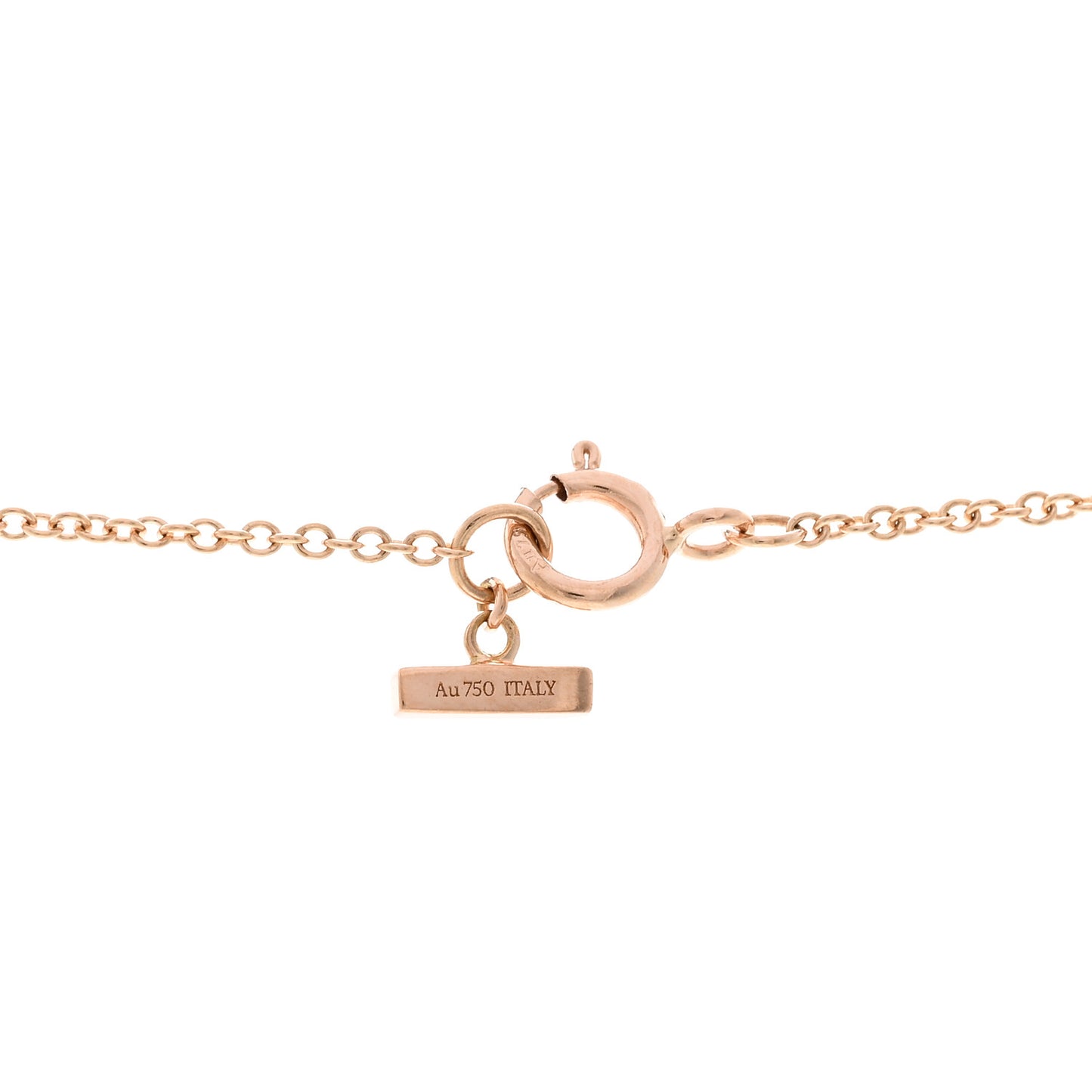 18K Rose Gold Diamond Pink Opal T Circle Pendant Necklace