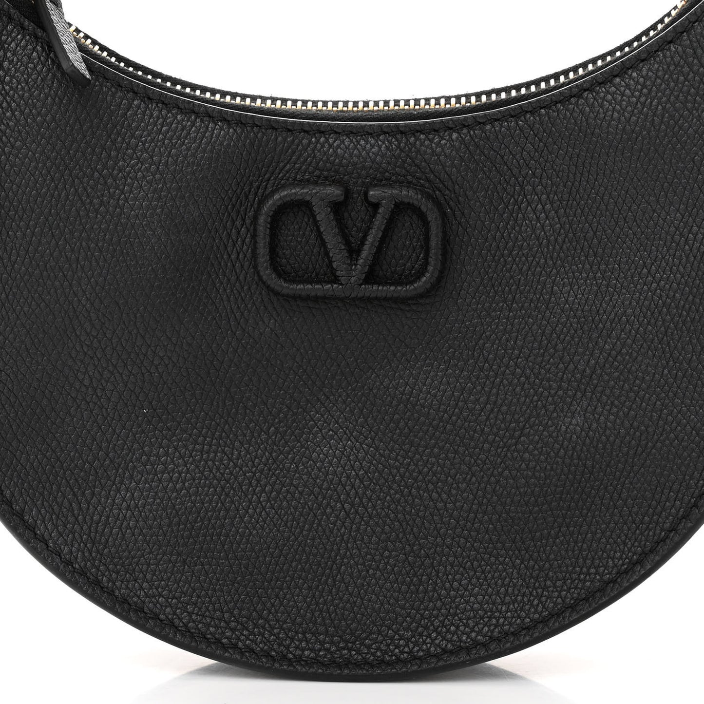 Grainy Calfskin Mini Vlogo Hobo Bag Black