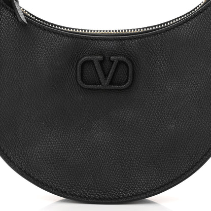 Valentino Garavani Grainy Calfskin Mini Vlogo Hobo Bag Black 8 of 11