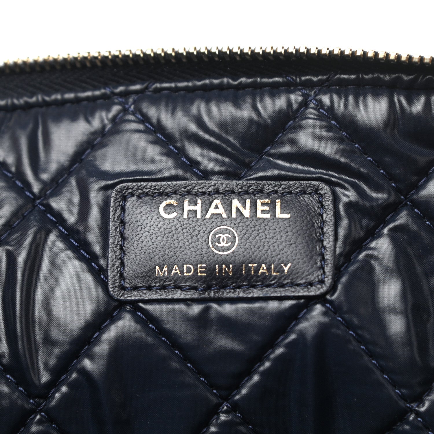 Chanel Lambskin Quilted Large Cosmetic Case Navy 6 of 7