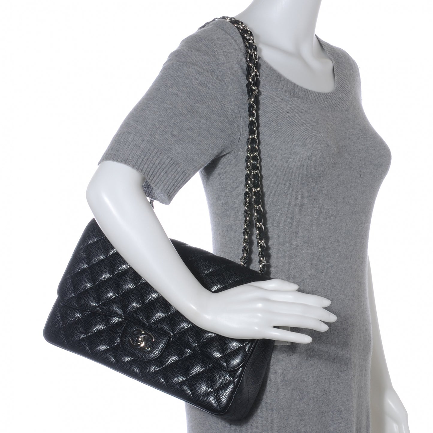 Caviar Jumbo Single Flap Black