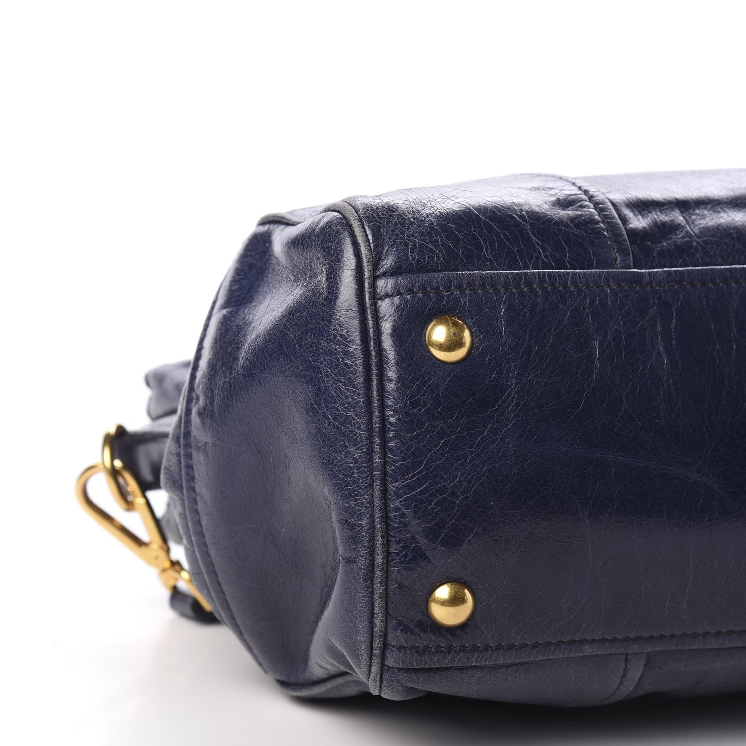 Miu Miu Vitello Shine Top Handle Satchel Bleuette 5 of 9