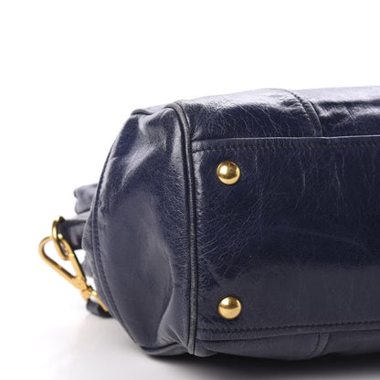 Miu Miu Vitello Shine Top Handle Satchel Bleuette 5 of 9